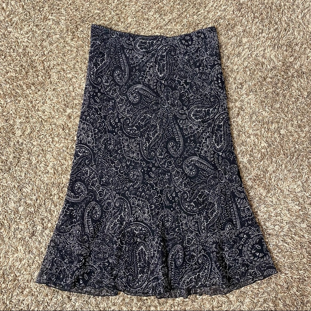 Sundance Silk Paisley Midi Ruffle Skirt